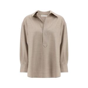 True Royal Relaxed Fit Long Sleeve Top Women Beige Shirts